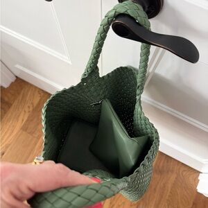 Elegant Green Woven Tote Bag
